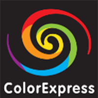 Buntes, spiralförmiges Piktogramm mit dem Text 'ColorExpress' darunter